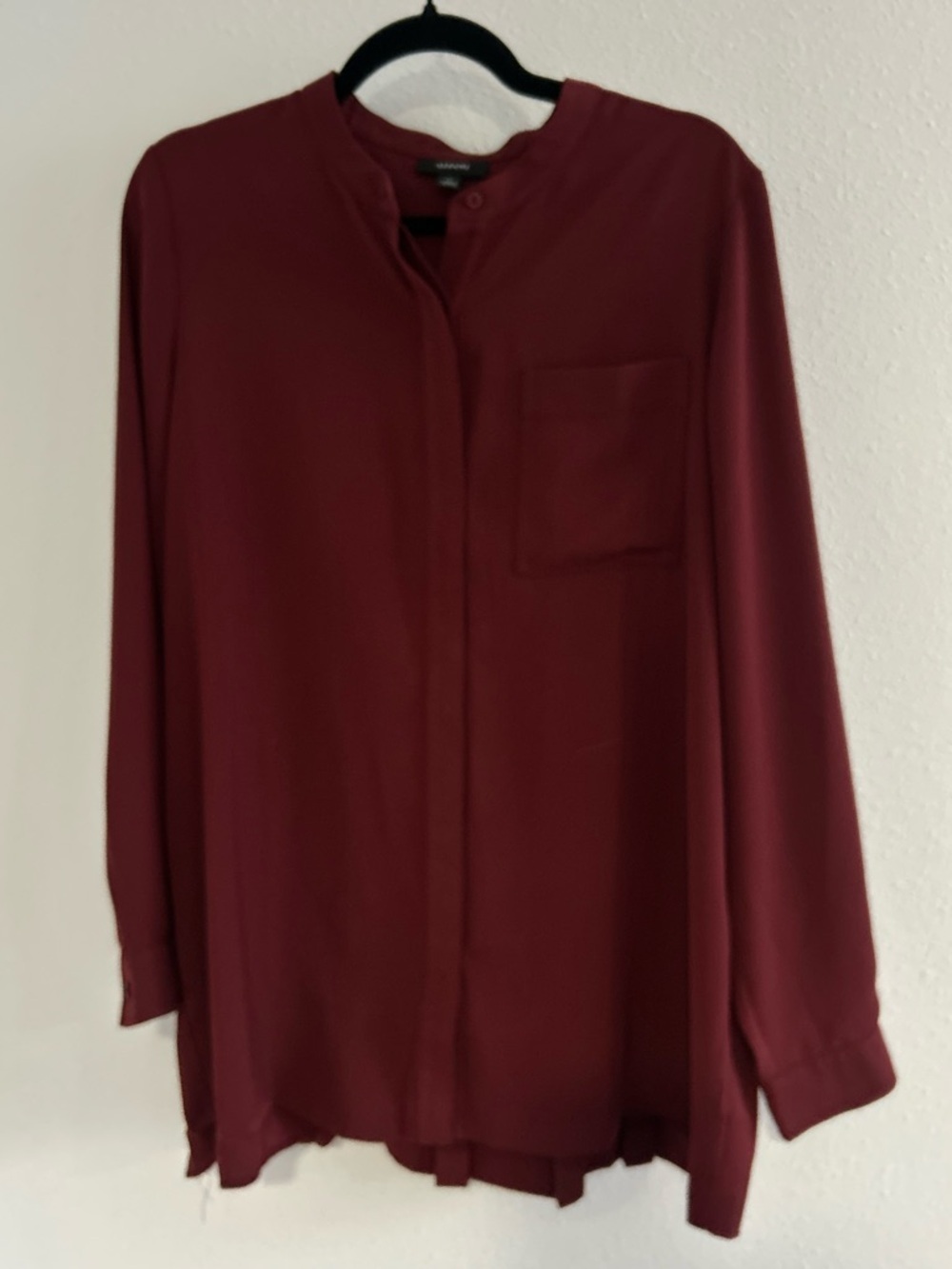 Alfani Burgundy Long-Sleeve Pocket Blouse